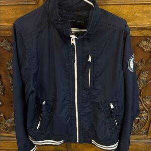 Vintage 90s Abercrombie & Fitch Navy Saranac Lake Jacket w/White Accents S Large